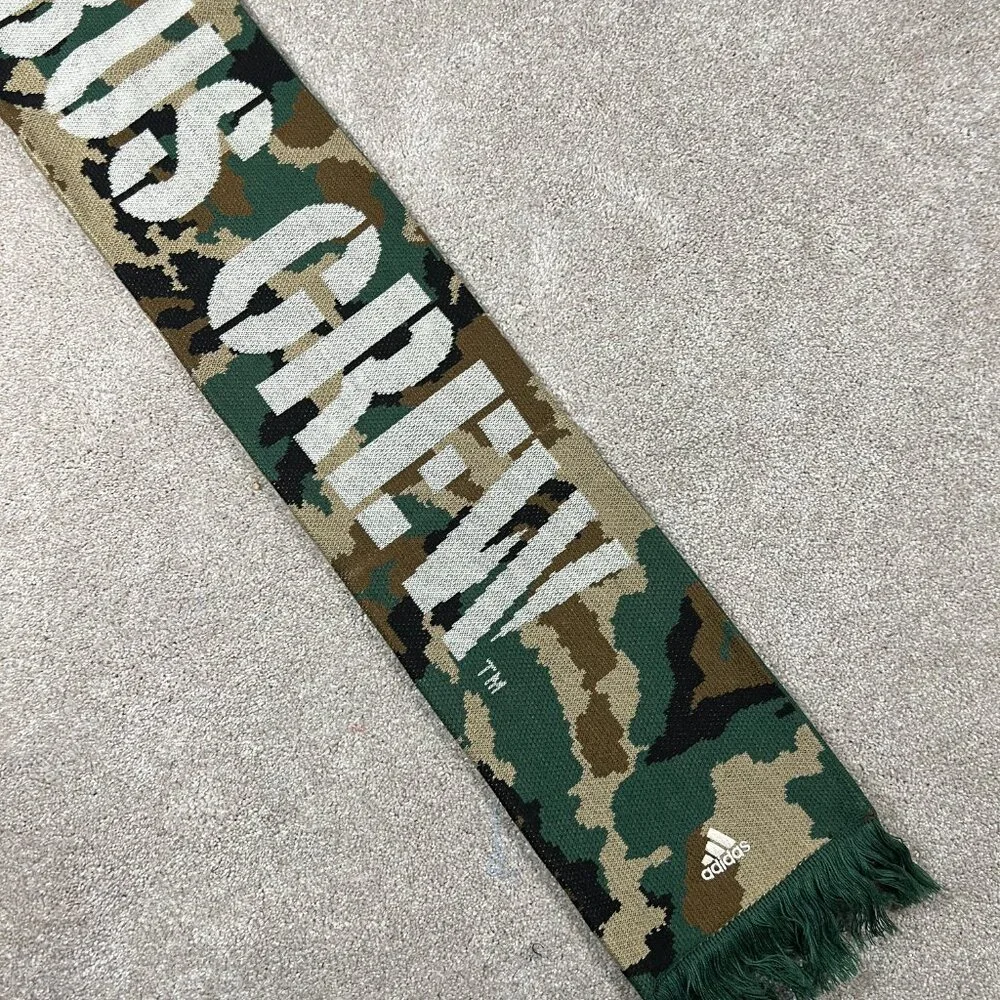 Adidas Unisex OSFA Beige Green Camo Winter Fringe Columbus Crew FC MLS Scarf NWT